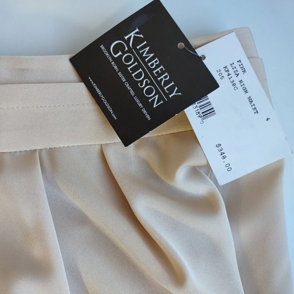 NEW Kimberly Goldson Wide-Leg Satin Trousers Colorblock Size 4 Quiet Luxury - Picture 9 of 14